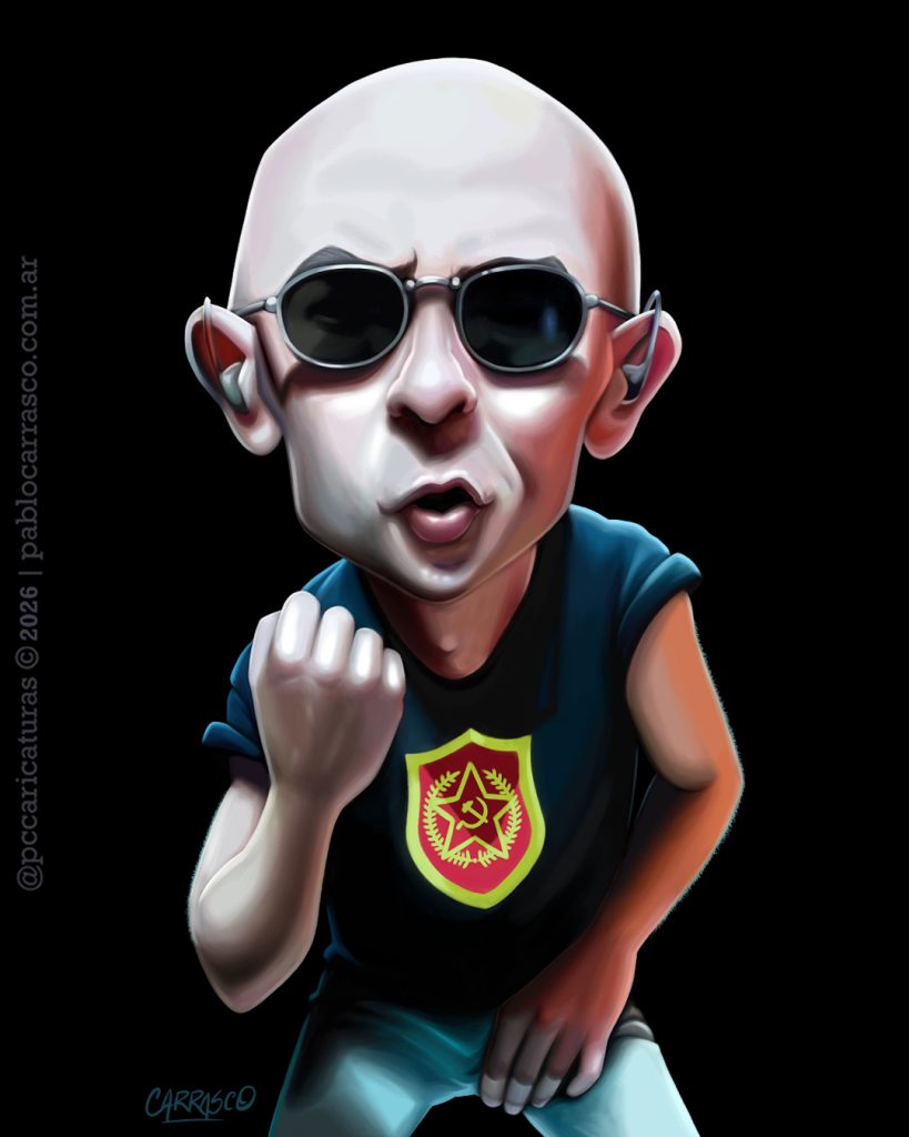 Caricatura del Indio Solari (2026).