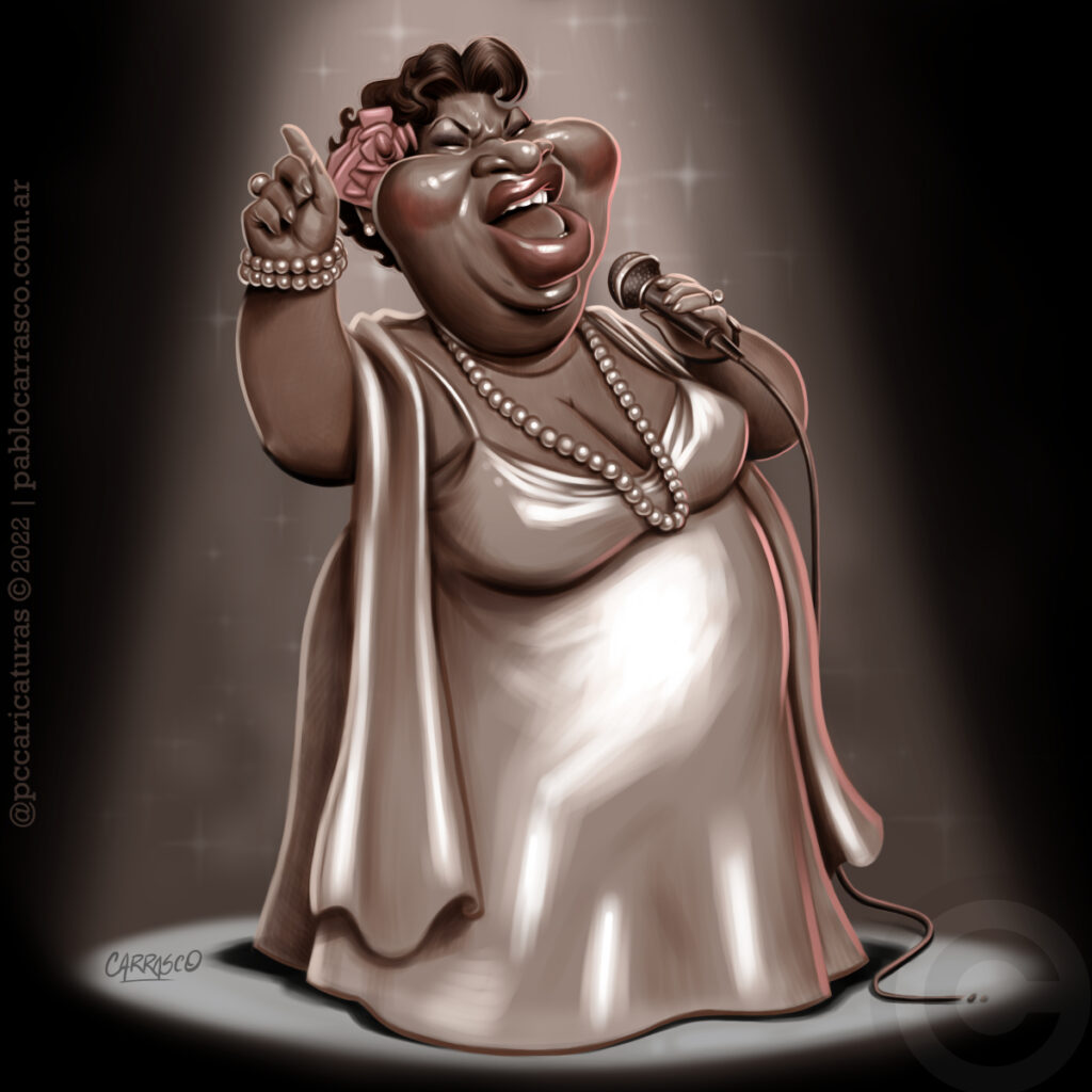 Caricatura de Aretha Franklin (2022).