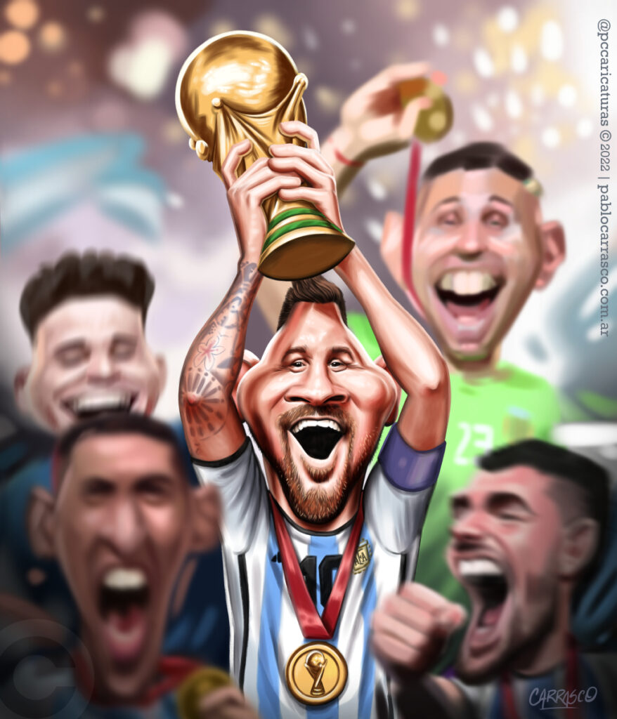 Caricatura de Lionel Messi (2022).