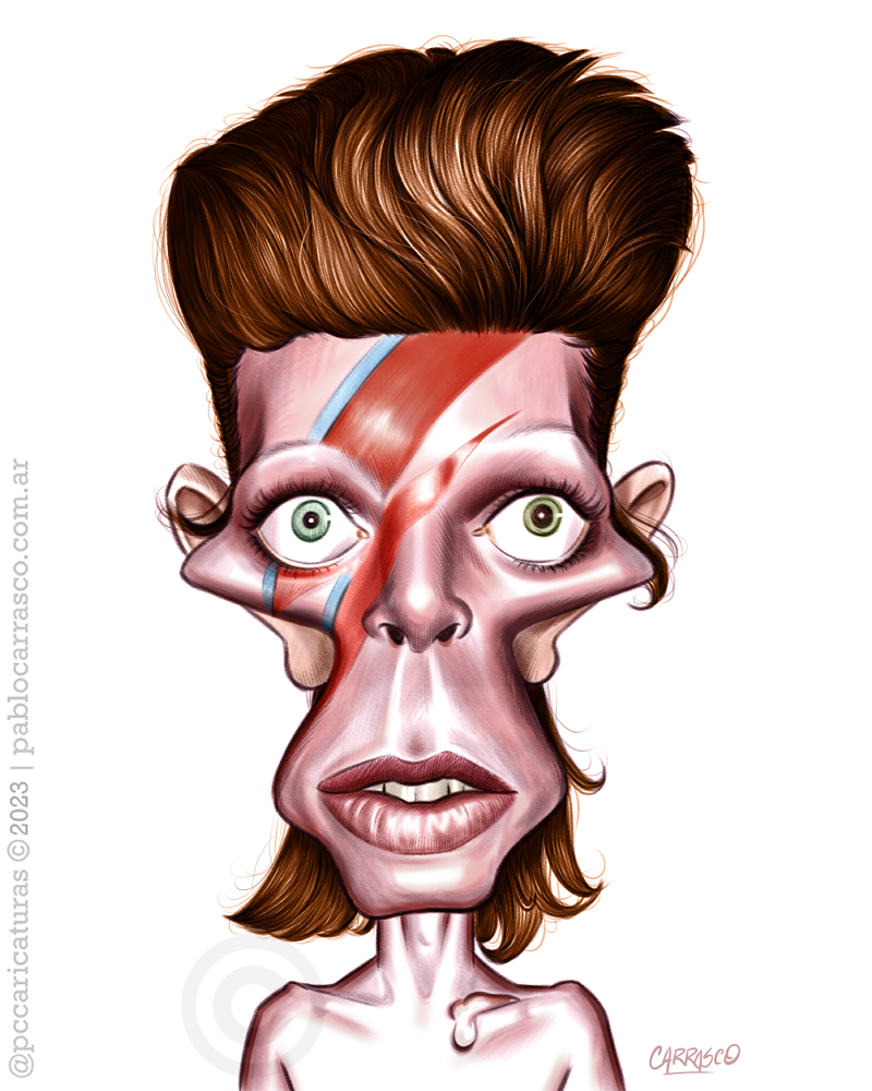 Caricatura de David Bowie (2023).