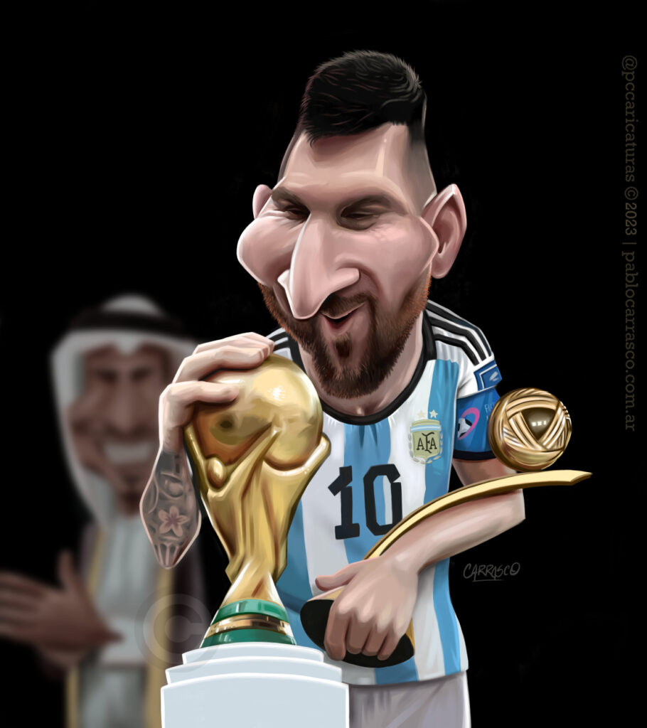 Caricatura de Lionel Messi (2023).