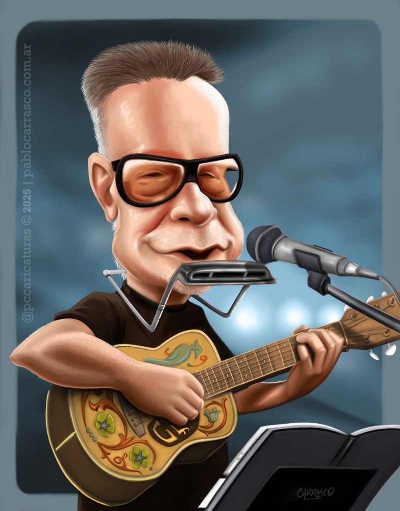 Caricatura de León Gieco (2025).