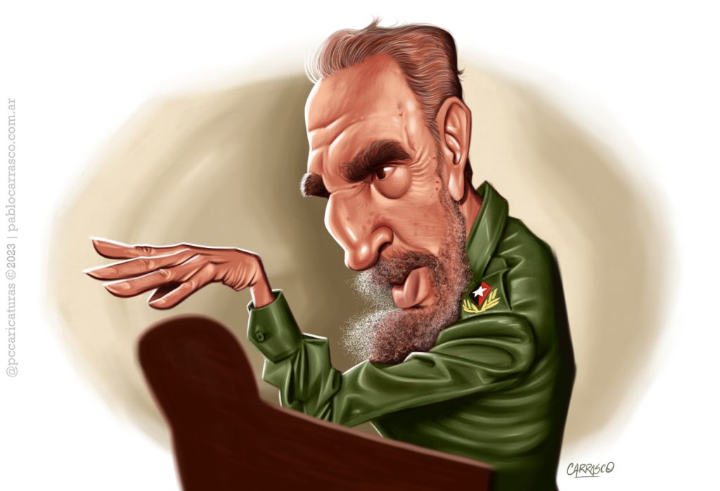 Caricatura de Fidel Castro (2023).