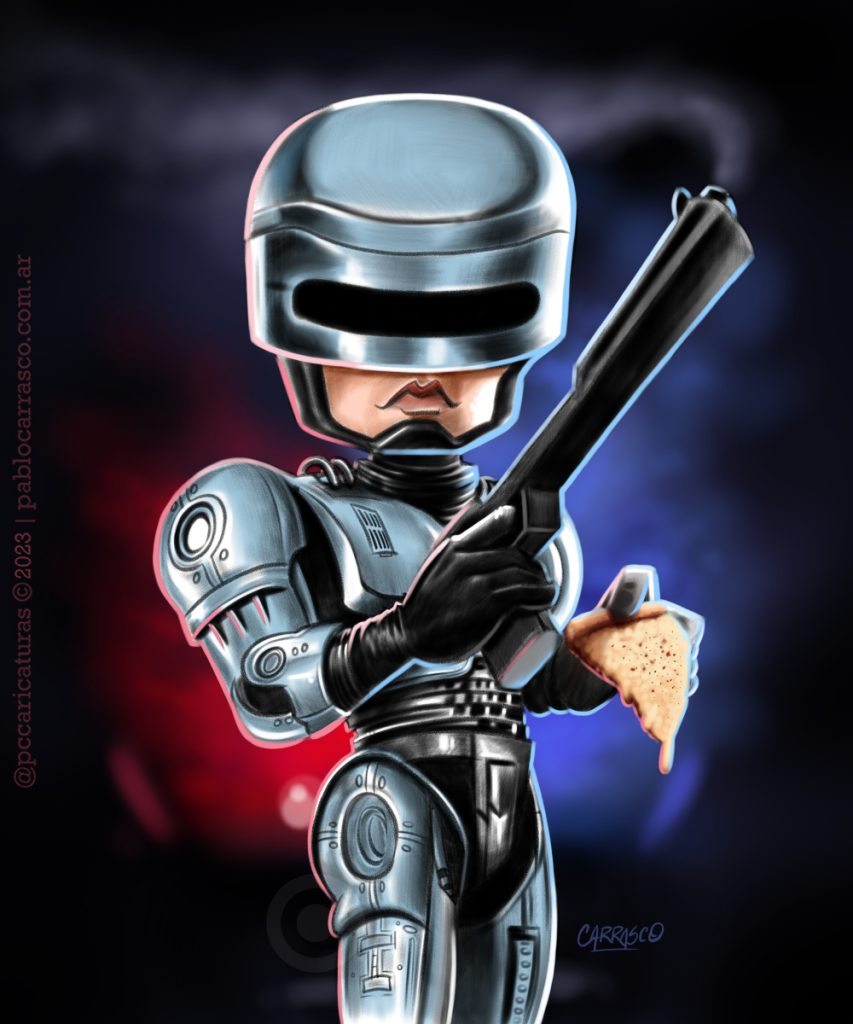 Caricatura de Robocop (2023).