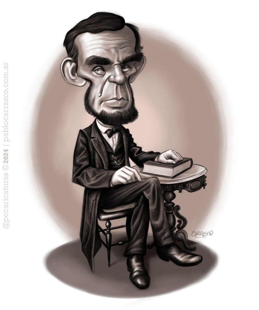 Caricatura de Abraham Lincoln (2024).