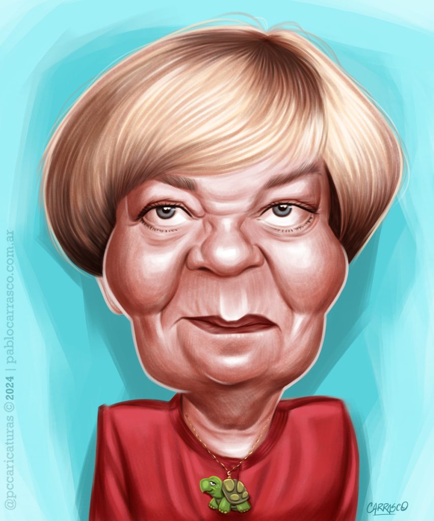 Caricatura de María Elena Walsh (2024).