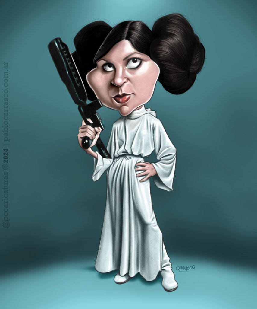 Caricatura de la Princesa Leia (2024).
