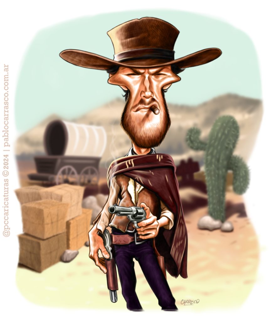 Caricatura de Clint Eastwood (2024).