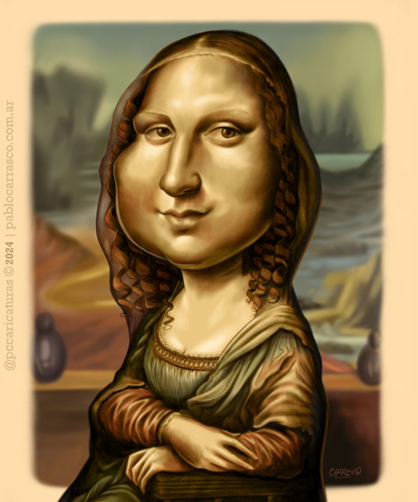 Caricatura de La Mona Lisa (Leonardo da Vinci) (2024).