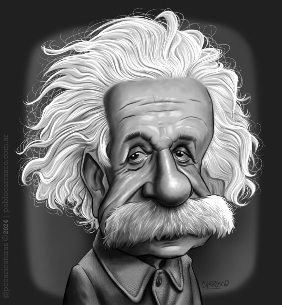 Caricatura de Albert Einstein (2024).