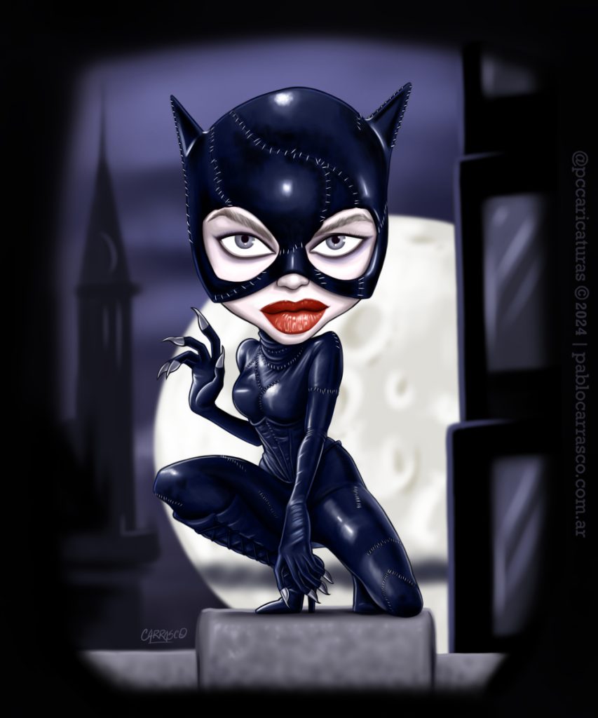 Caricatura de Gatúbela (Michelle Pfeiffer) (2024).