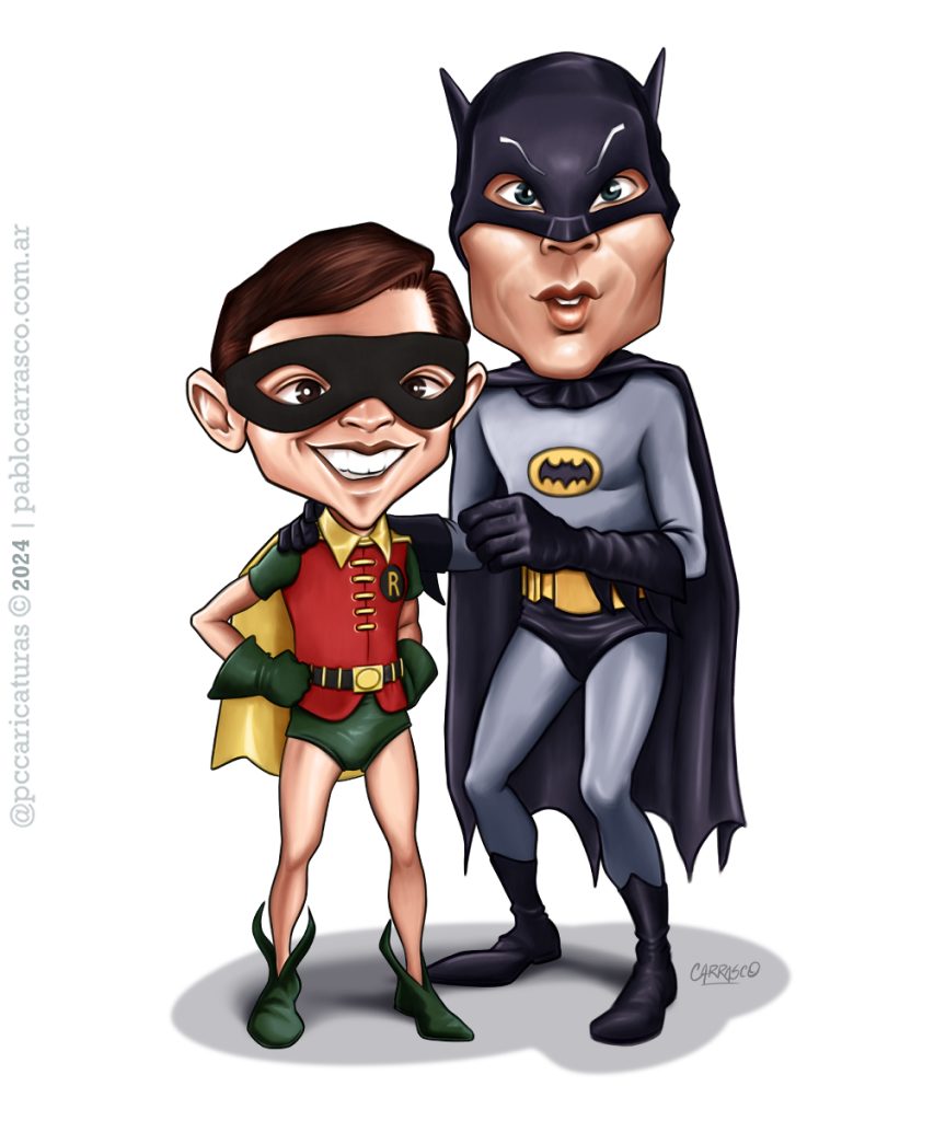 Caricatura de Batman y Robin (2024).