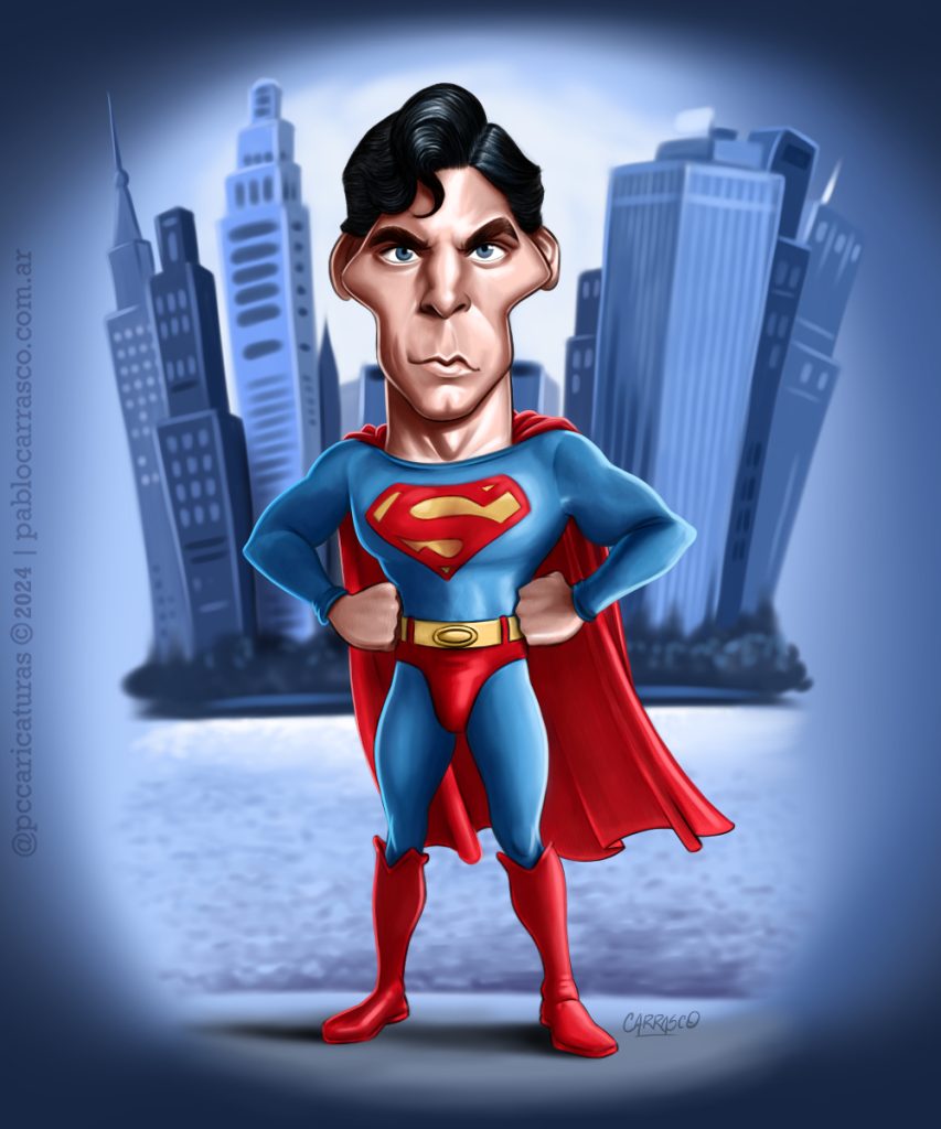 Caricatura de Superman (Christopher Reeve) (2024).