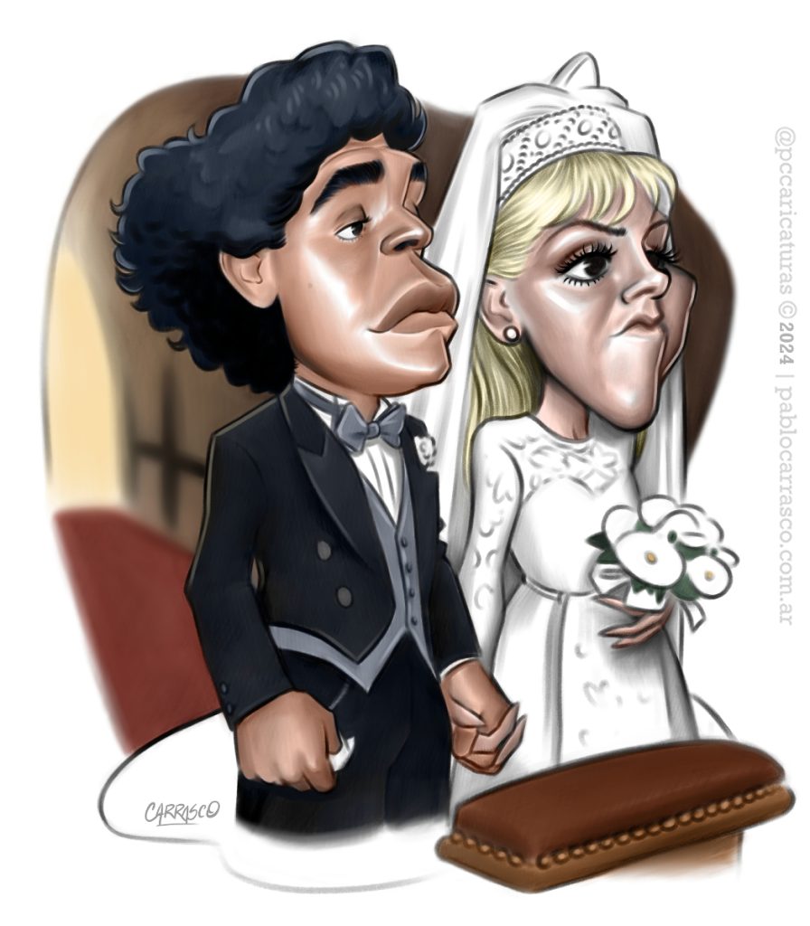 Caricatura del Diego y La Claudia (2024).