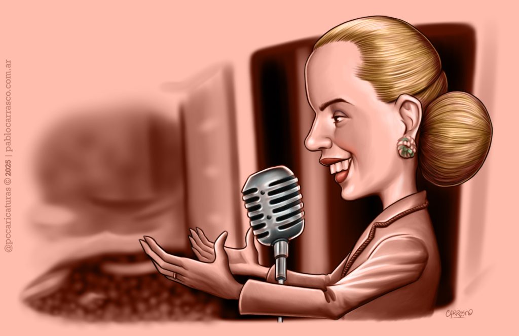 Caricatura de Evita (2025).