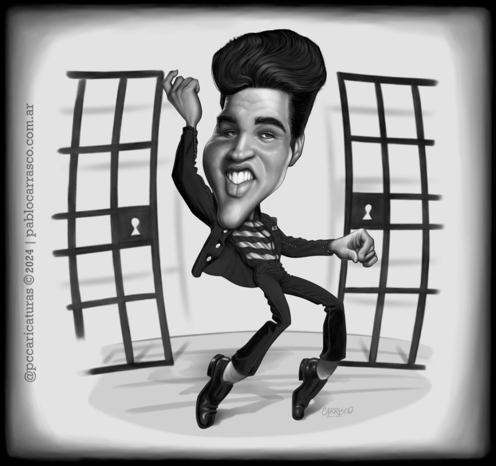 Caricatura de Elvis Presley (2024).