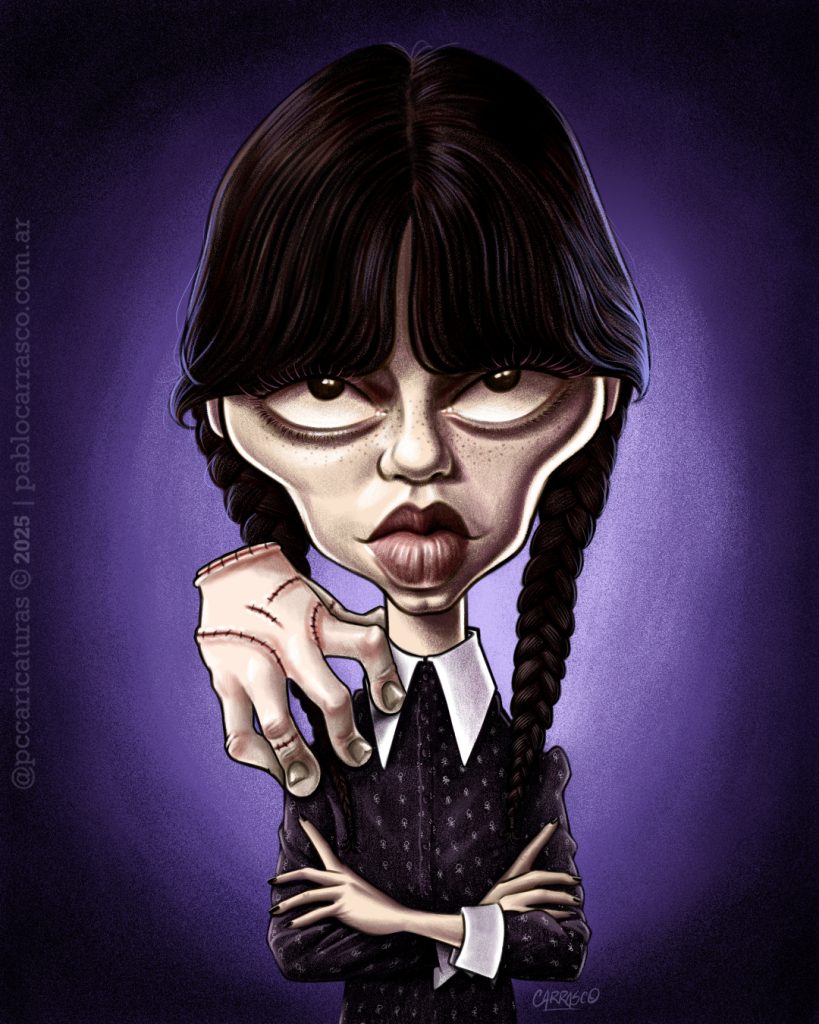 Caricatura de Merlina (2025).