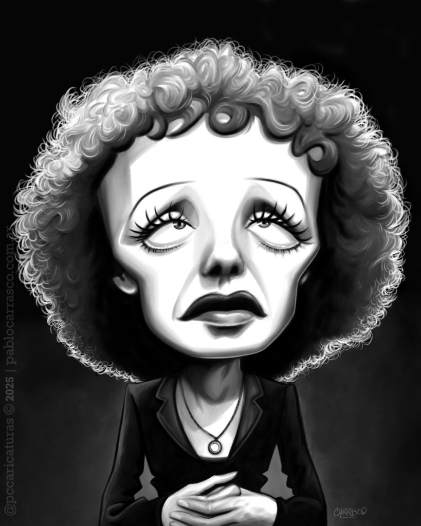 Caricatura de Edith Piaf (2025).