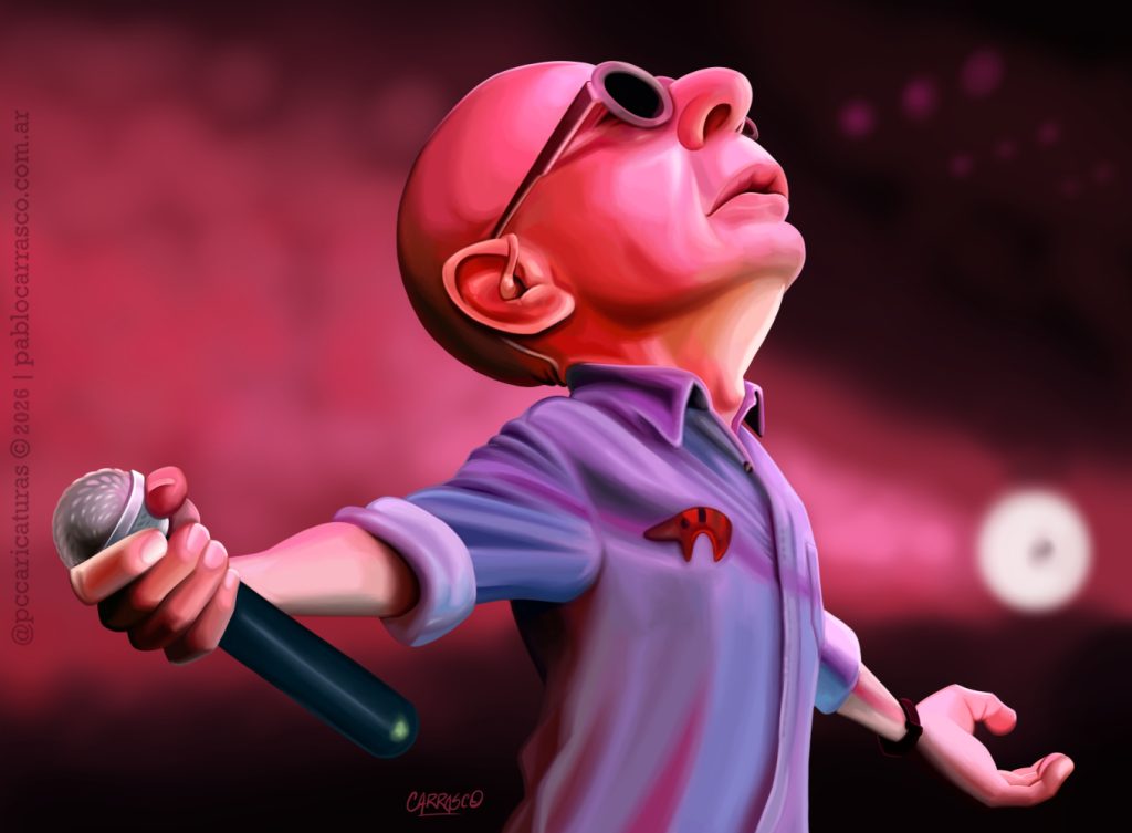 Caricatura del Indio Solari (2026).