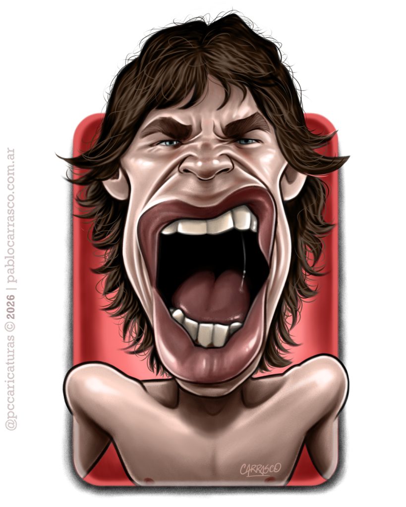Caricatura de Mick Jagger (2026).